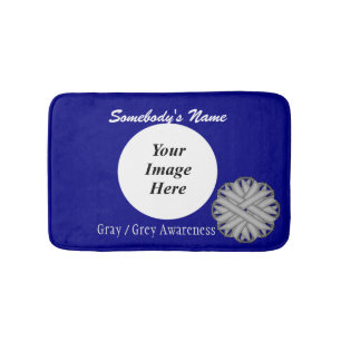 Grey Flower Ribbon Tmpl by Kenneth Yoncich Bath Mat