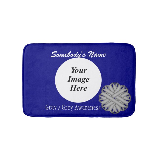 Grey Flower Ribbon Tmpl by Kenneth Yoncich Bath Mat (Front)