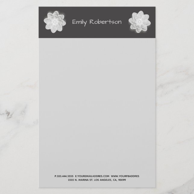 Grey Flower Stationery (Front)