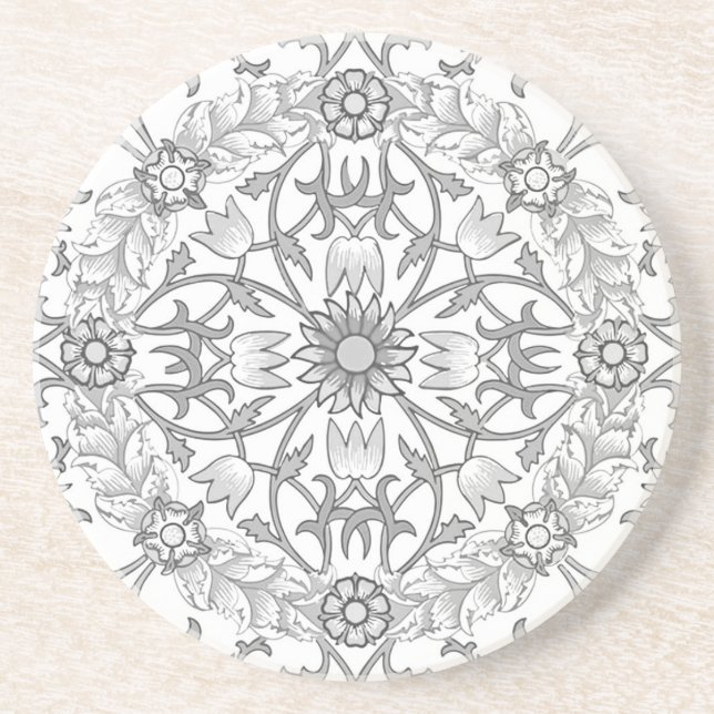 Grey Flower Wreath Country Sandstone Coaster (Front)