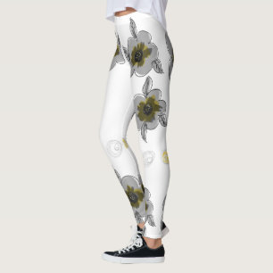 Grey Flowered Print Leggings