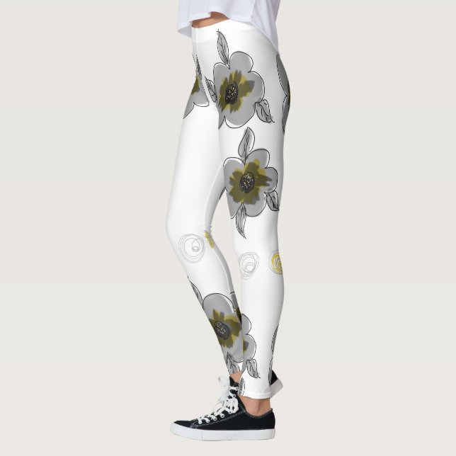 Grey Flowered Print Leggings (Left)