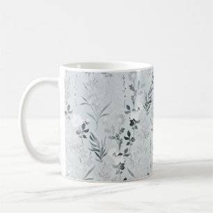 Grey Flowers Painting Botanical Coffee Mug