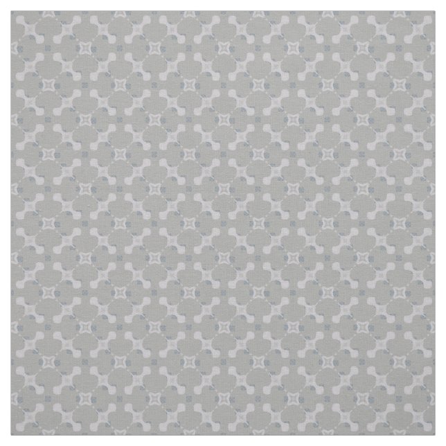 Grey Flowers & Square Polka Dots Fabric (Swatch)