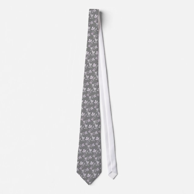 Grey Flowers Tie (Front)
