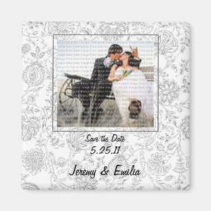 Grey Flowers Wedding Favour Magnets