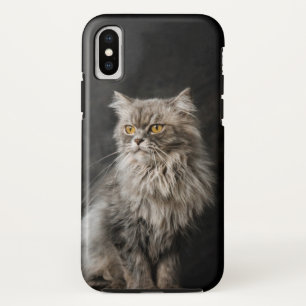 Grey Fluffy Cat iPhone X Case