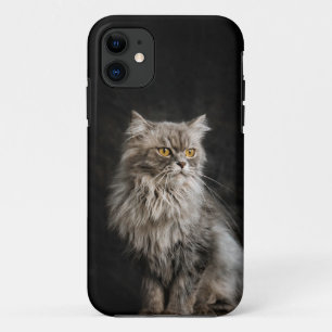 Grey Fluffy Cat iPhone 11 Case