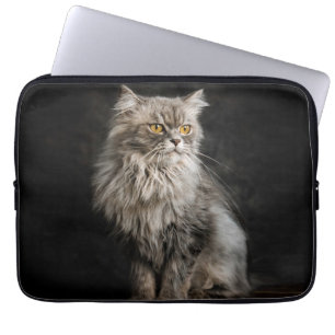 Grey Fluffy Cat Laptop Sleeve
