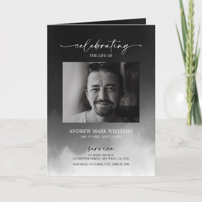 Grey Fog Funeral Order of Service Folded Program Card (Front)