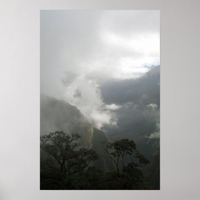 Grey Foggy Clouds above the Mountains Poster (Front)
