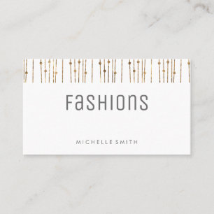 Grey Font Minimalist   Gold Beads Business Card