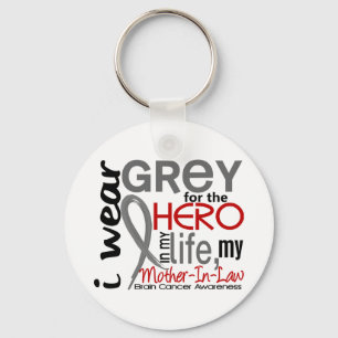Grey For My Hero 2 Mother-In-Law Brain Cancer Key Ring
