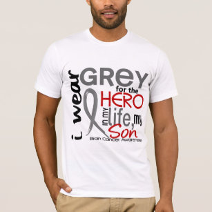Grey For My Hero 2 Son Brain Cancer T-Shirt