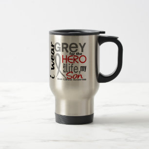 Grey For My Hero 2 Son Brain Cancer Travel Mug