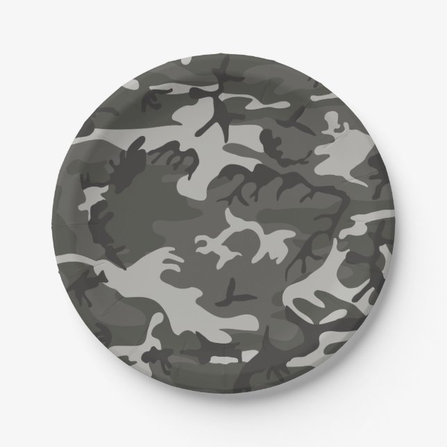Grey Forest Camouflage. Camo your Paper Plate (Front)