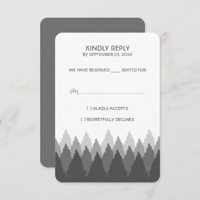 Grey Forest Range Woodland Wedding RSVP Card (Front/Back)