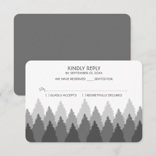 Grey Forest Range Woodland Wedding RSVP Card (Front/Back)