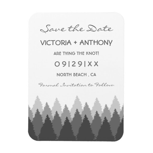 Grey Forest Range Woodland Wedding Save The Date Magnet (Vertical)