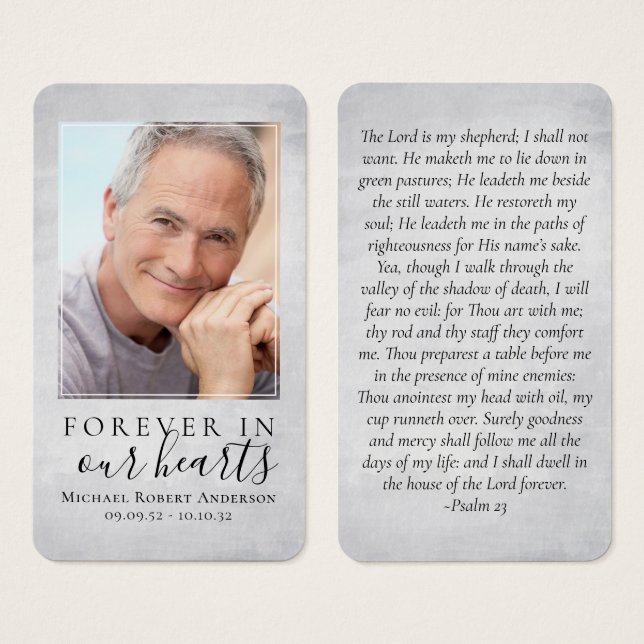 Grey Forever in Our Hearts Memorial Card (Front & Back)