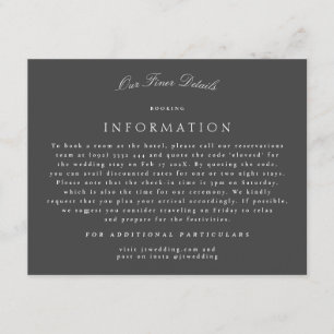Grey Formal Classic Calligraphy Wedding Details Enclosure Card