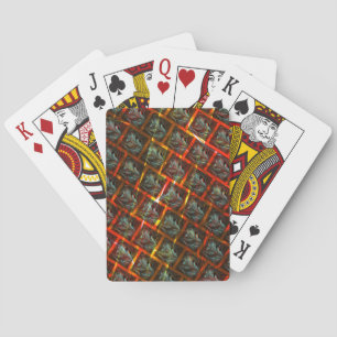 Grey 'framed eyes', grazes, squares or red grid. playing cards