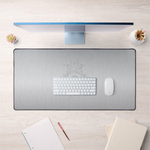 Grey Frane and Brushed Aluminium Custom Initial Desk Mat