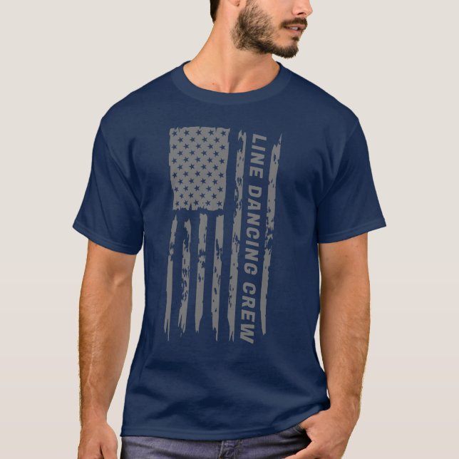 Grey Freedom Flag Line Dancing Crew T-Shirt (Front)