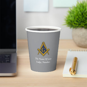 Grey Freemason Masonic Square Compass Paper Cups