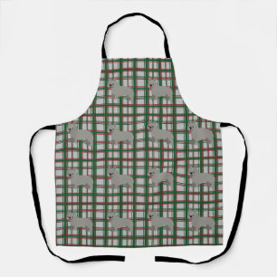 Grey French Bulldog, Christmas Plaid Apron