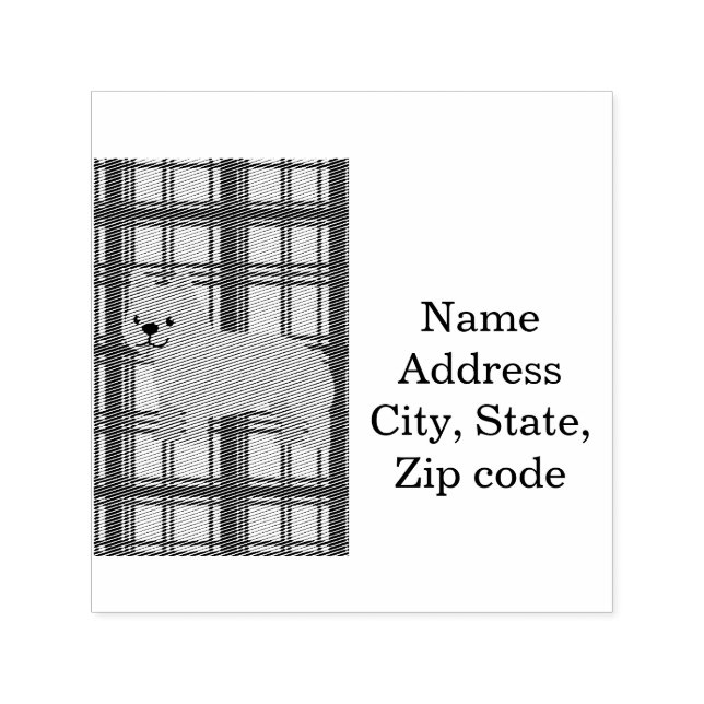 Grey French Bulldog, Christmas Plaid Self-inking Stamp (Design)