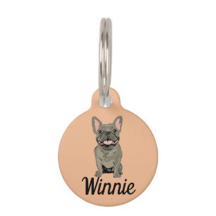 Grey French Bulldog Pet Tag