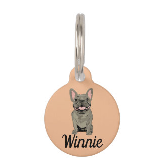 Grey French Bulldog Pet Tag