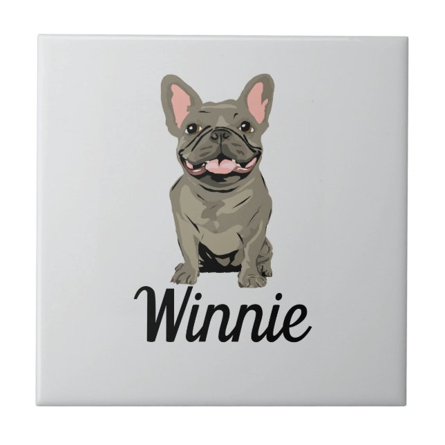 Grey French Bulldog Tile (Front)