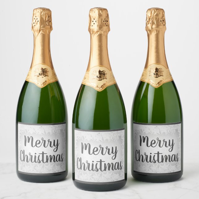 Grey frost Merry Christmas Sparkling Wine Label (Bottles)