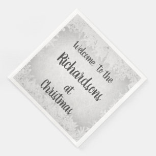 Grey frost personalised Family Christmas Welcome Napkin