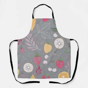 "Grey Fruit Pattern Apron