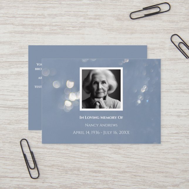 Grey Funeral Memorial From Family Thank you card  (Front/Back In Situ)