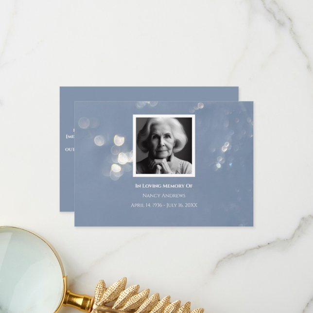 Grey Funeral Memorial From Family Thank you Card  (Front/Back In Situ)