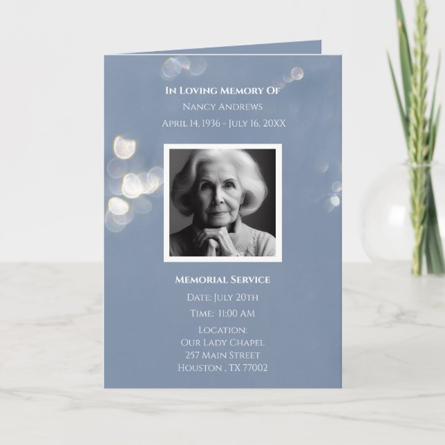 Grey Funeral Memorial Obituary Folded Program Programme (Front)