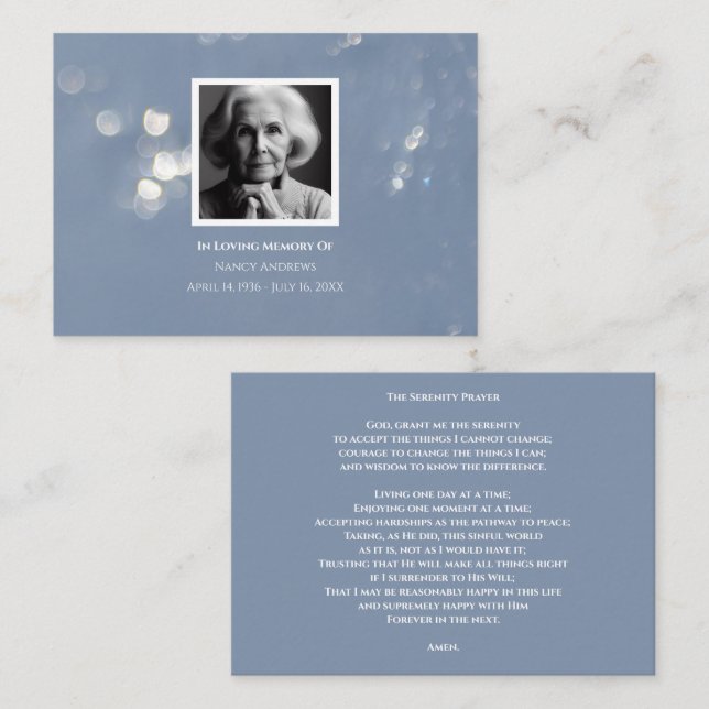 Grey Funeral Memorial Service Prayer Card  (Front/Back)