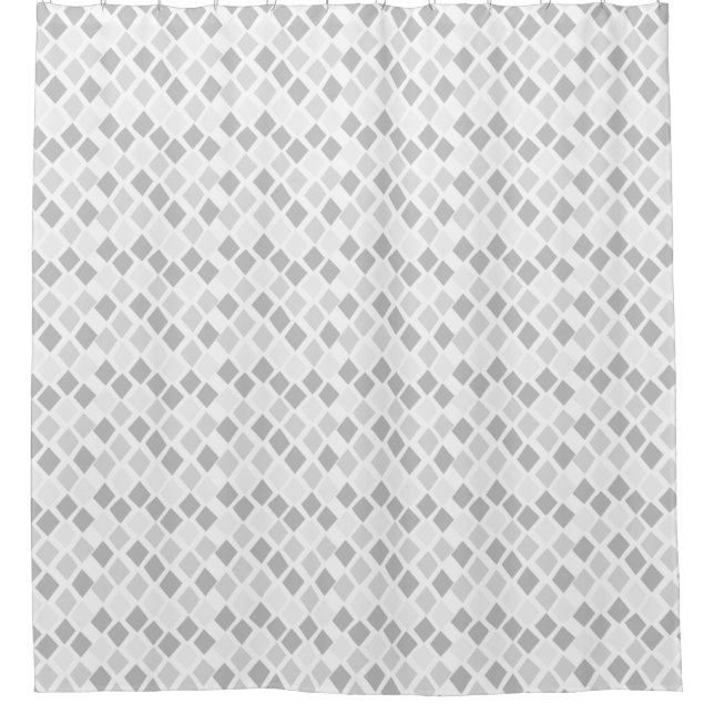 Grey Funky Diamond Geometric Pattern Shower Curtain (Front)