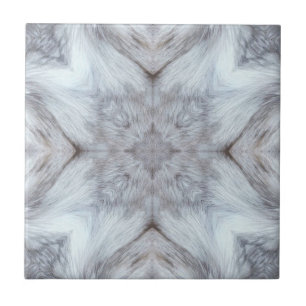 Grey furry wolf geometric design tile