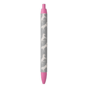 Grey Galloping Horses Pattern Black Ink Pen