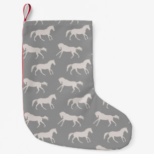 Grey Galloping Horses Pattern Small Christmas Stocking