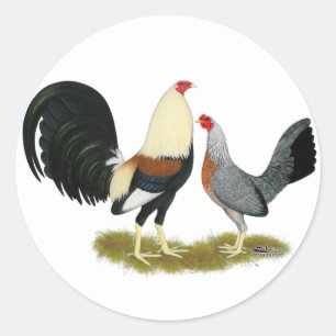 Grey Game Fowl Pair Classic Round Sticker