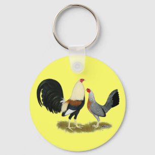 Grey Game Fowl Pair Key Ring
