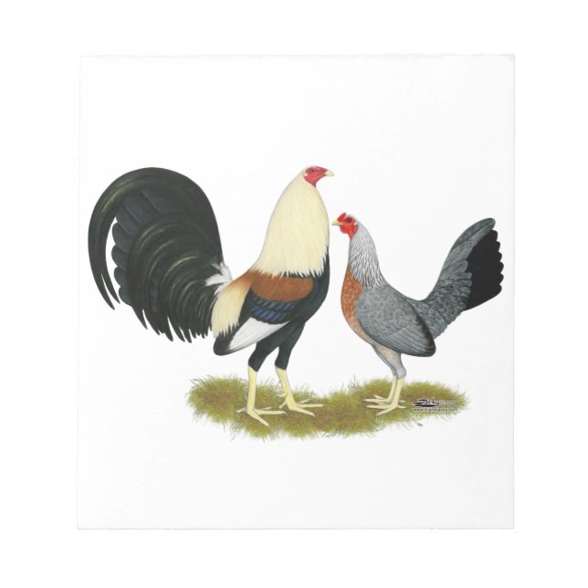 Grey Game Fowl Pair Notepad (Front)