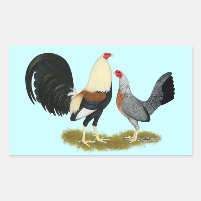 Grey Game Fowl Pair Rectangular Sticker (Front)