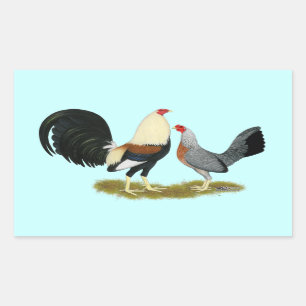 Grey Game Fowl Pair Rectangular Sticker